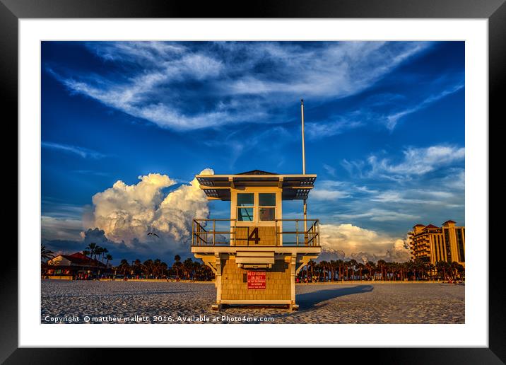 Lifeguard Tower 4 Clearwater Beach Framed Mounted Print by matthew  mallett