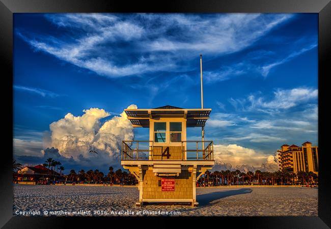 Lifeguard Tower 4 Clearwater Beach Framed Print by matthew  mallett