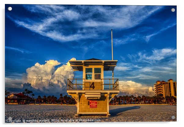 Lifeguard Tower 4 Clearwater Beach Acrylic by matthew  mallett