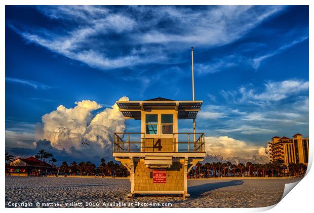 Lifeguard Tower 4 Clearwater Beach Print by matthew  mallett