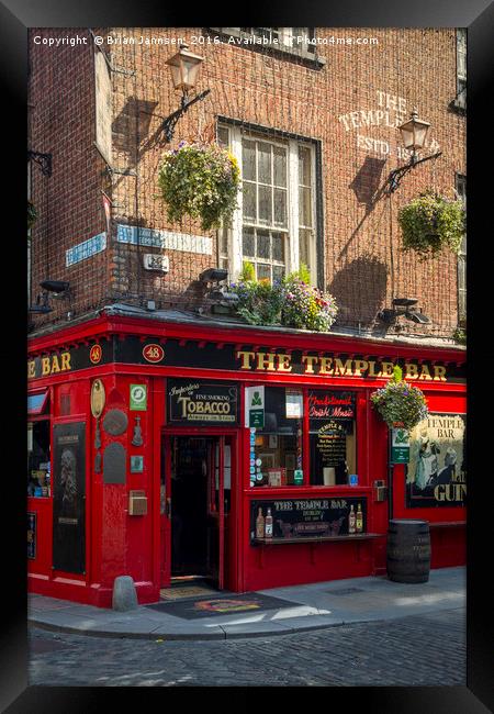 Evening at historic Temple Bar, Dublin, County Eir Framed Print by Brian Jannsen