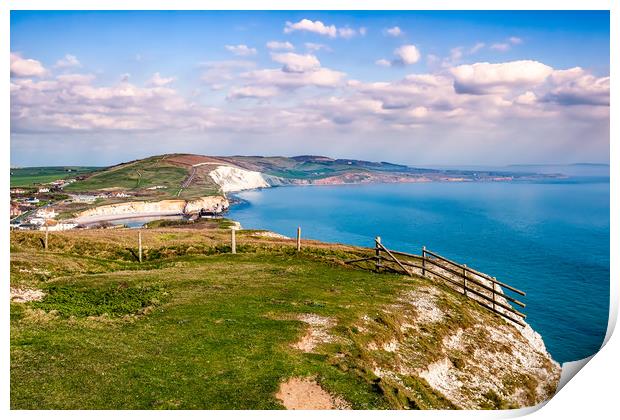 Looking Down To Freshwater Bay Print by Wight Landscapes