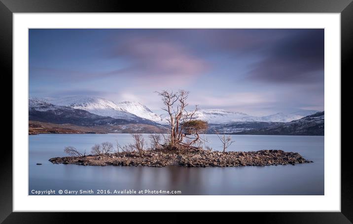 Trees on Loch Assynt. Framed Mounted Print by Garry Smith