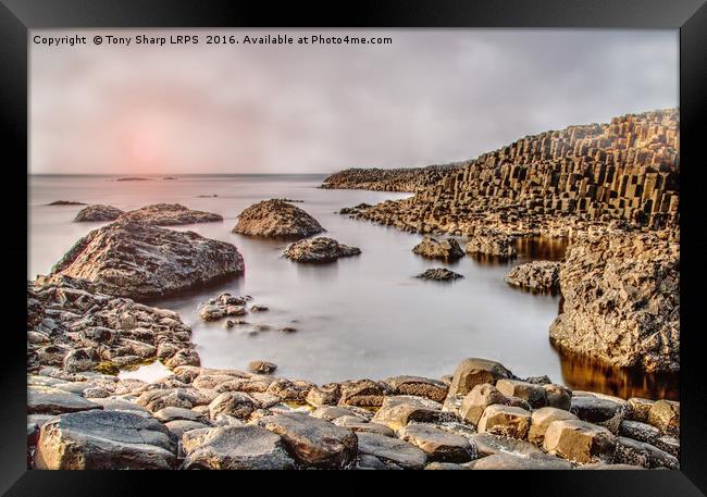Hazy Sunset - Giant's Causeway Framed Print by Tony Sharp LRPS CPAGB