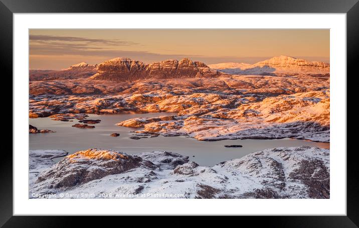 Assynt Sunset. Framed Mounted Print by Garry Smith