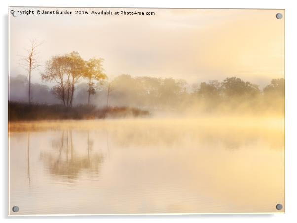 Misty Sunrise, Loch Ard Acrylic by Janet Burdon