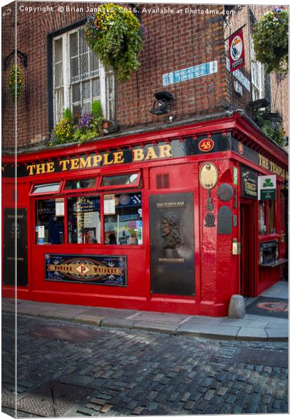 Evening at historic Temple Bar, Dublin, County Eir Canvas Print by Brian Jannsen