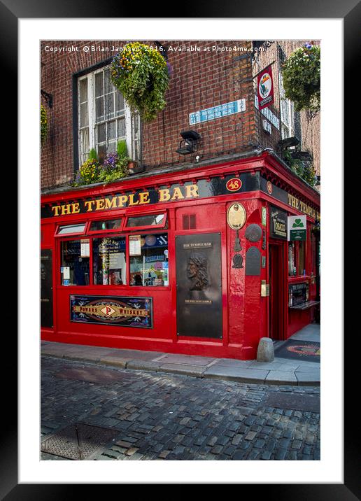 Evening at historic Temple Bar, Dublin, County Eir Framed Mounted Print by Brian Jannsen