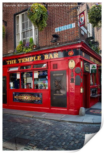 Evening at historic Temple Bar, Dublin, County Eir Print by Brian Jannsen