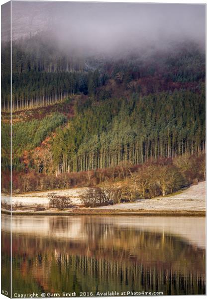 Tree Lines at Loch Leven. Canvas Print by Garry Smith