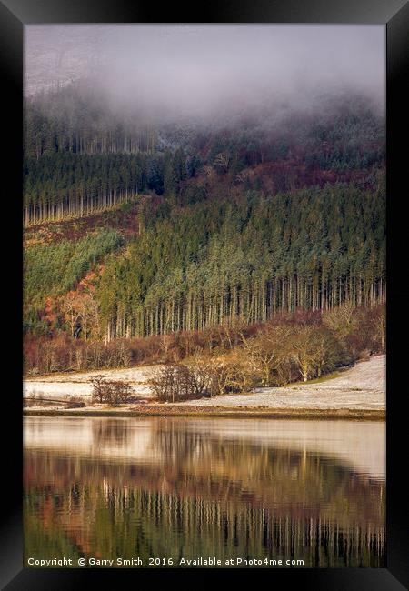 Tree Lines at Loch Leven. Framed Print by Garry Smith