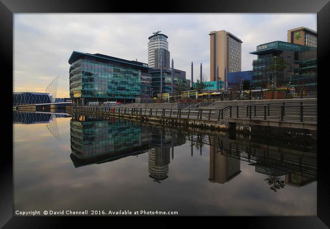 Salford Quays Reflection   Framed Print by David Chennell
