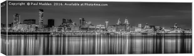 Liverpool skyline at night Canvas Print by Paul Madden