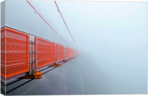 Disappear Adventure Bridge in foggy Canvas Print by Ambir Tolang