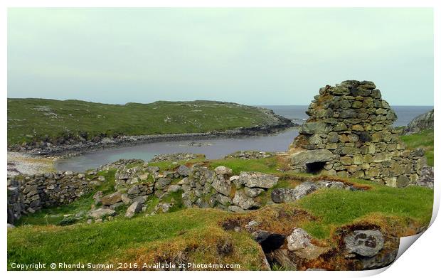 Abandoned and ruined Blackhouses Print by Rhonda Surman