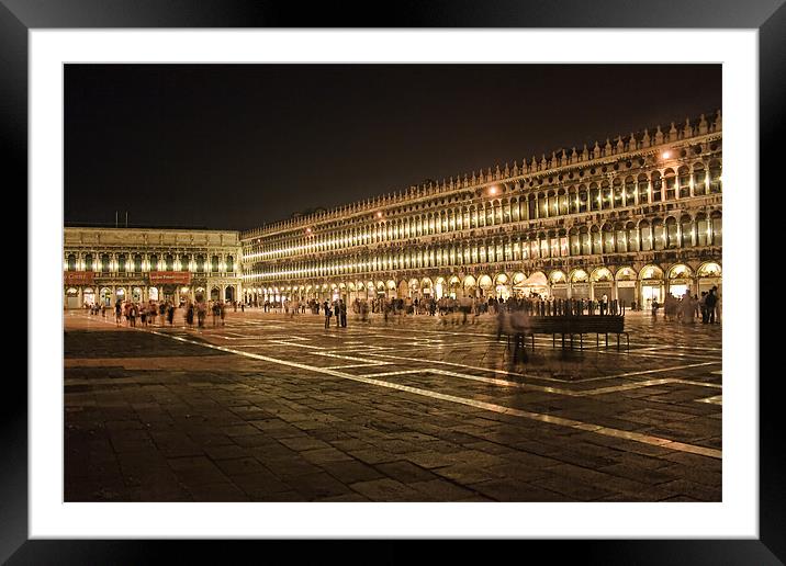 Piazza San Marco at Night Framed Mounted Print by Ann Garrett