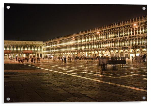 Piazza San Marco at Night Acrylic by Ann Garrett