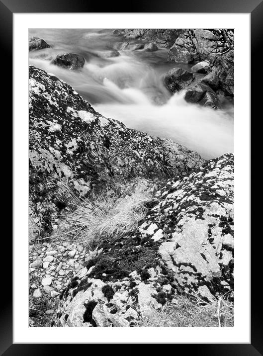 Mountain stream and rocks. Cumbria, UK. Framed Mounted Print by Liam Grant