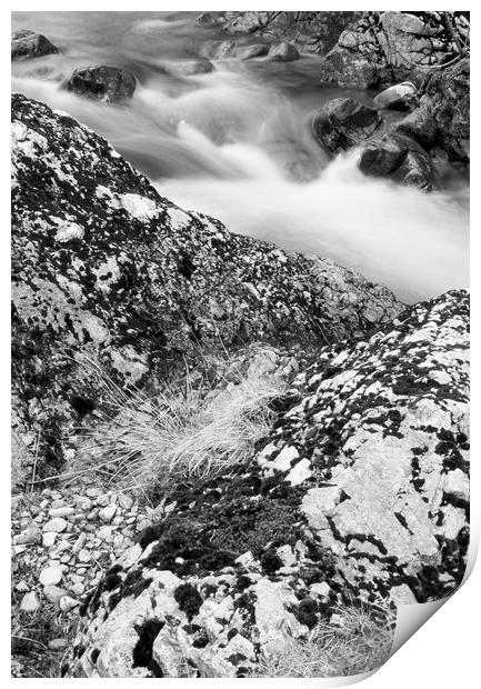 Mountain stream and rocks. Cumbria, UK. Print by Liam Grant