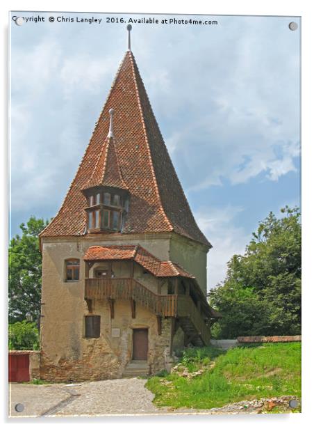 Turnul Cizmarilor- Shoemaker's  Tower, Sighisoara, Acrylic by Chris Langley