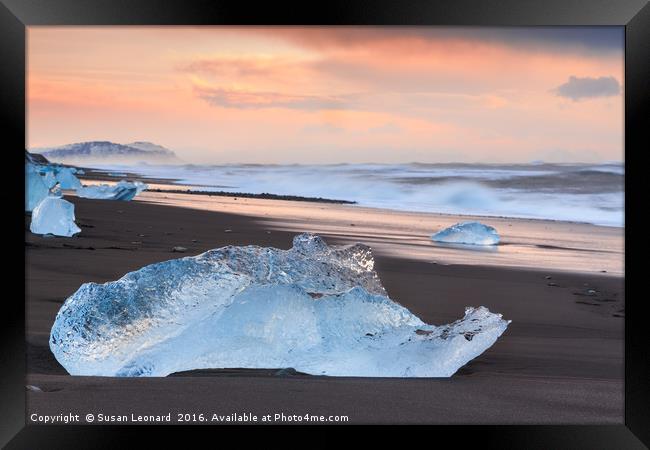 Ice Beach Framed Print by Susan Leonard