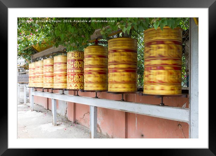 Prayer Wheels Framed Mounted Print by Nabaraj Regmi