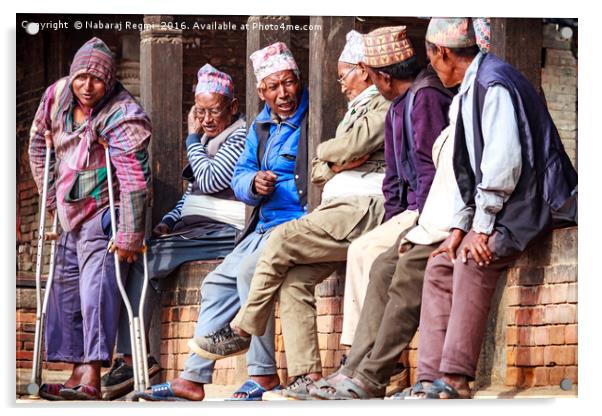 Portrait of Newars of Bhaktapur,Nepal Acrylic by Nabaraj Regmi