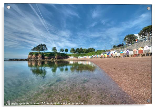 Early summer morning at Corbyn Head Beach Torquay Acrylic by Rosie Spooner