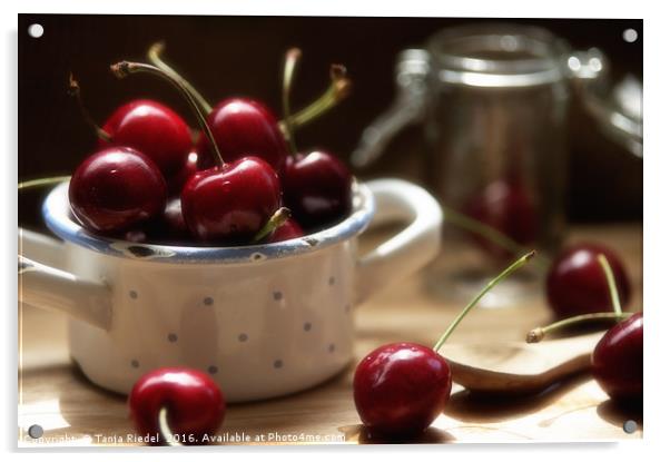Cherries Time is summertime Acrylic by Tanja Riedel