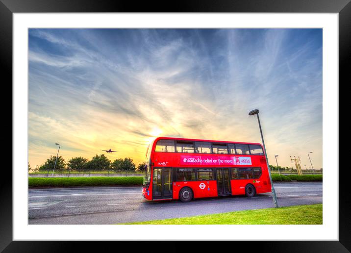 London Bus Sunset Framed Mounted Print by David Pyatt