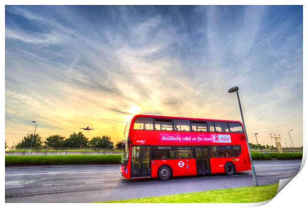 London Bus Sunset Print by David Pyatt
