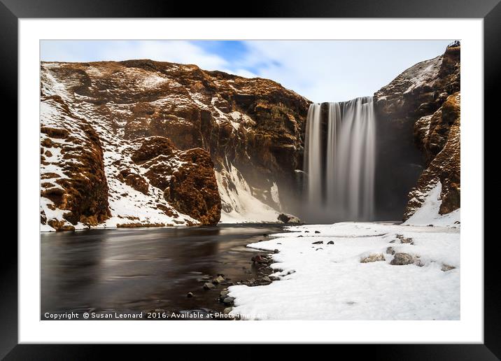 Skógafoss Waterfall Framed Mounted Print by Susan Leonard