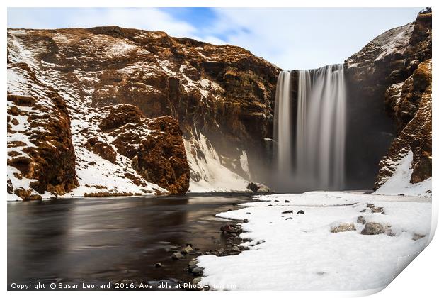 Skógafoss Waterfall Print by Susan Leonard