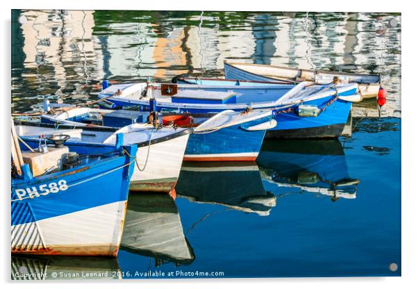 Boats at anchor Acrylic by Susan Leonard