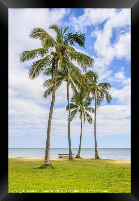 Palm Trees by the Pacific Framed Print by Susan Leonard