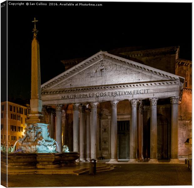 The Pantheon at Night, Italy Canvas Print by Ian Collins