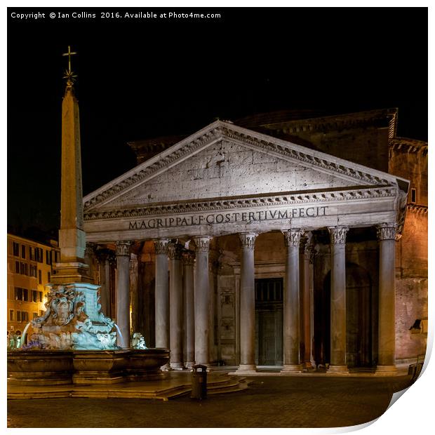 The Pantheon at Night, Italy Print by Ian Collins