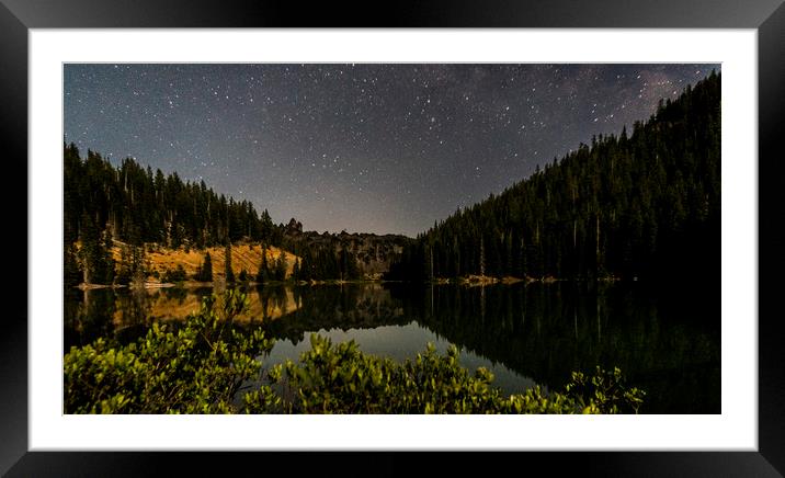 Stars over Devil's Lake Oregon Framed Mounted Print by Brent Olson