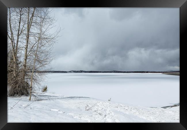 Serenity - Jackson Lake in April Framed Print by Belinda Greb