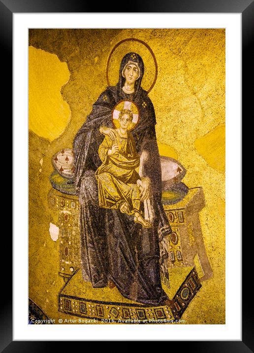 Virgin Mary and Jesus Mosaic Framed Mounted Print by Artur Bogacki