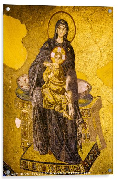 Virgin Mary and Jesus Mosaic Acrylic by Artur Bogacki