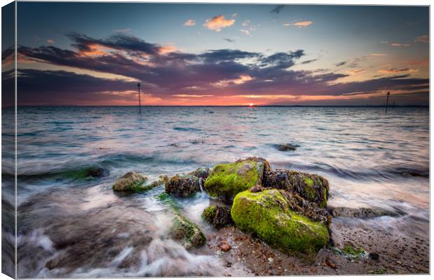 Gurnard Sunset Isle Of Wight Canvas Print by Wight Landscapes