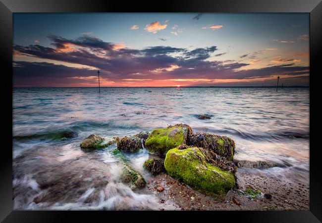 Gurnard Sunset Isle Of Wight Framed Print by Wight Landscapes