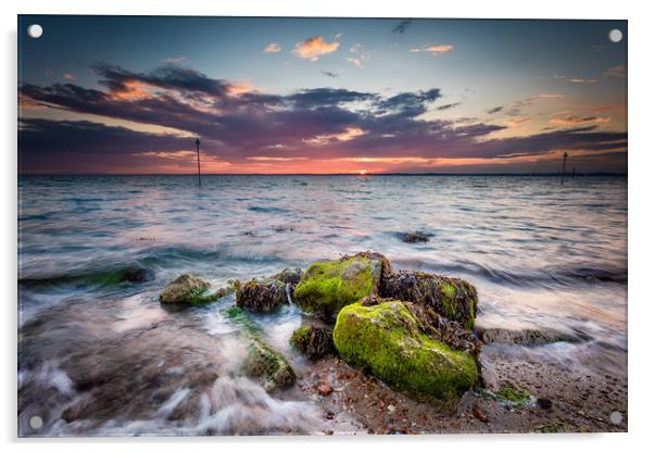 Gurnard Sunset Isle Of Wight Acrylic by Wight Landscapes