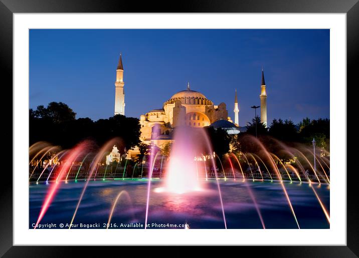 Hagia Sophia at Night Framed Mounted Print by Artur Bogacki