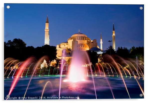 Hagia Sophia at Night Acrylic by Artur Bogacki