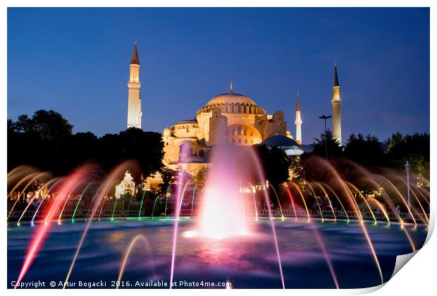 Hagia Sophia at Night Print by Artur Bogacki