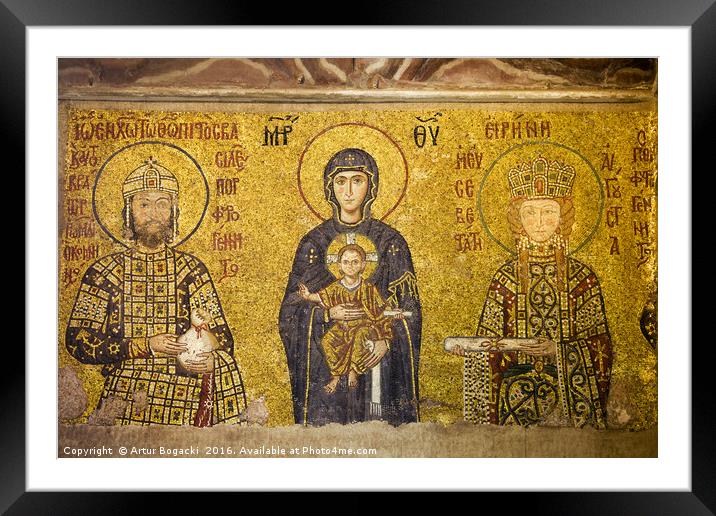 Byzantine Mosaic in Hagia Sophia Framed Mounted Print by Artur Bogacki