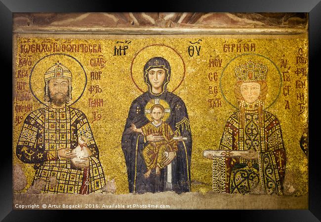 Byzantine Mosaic in Hagia Sophia Framed Print by Artur Bogacki