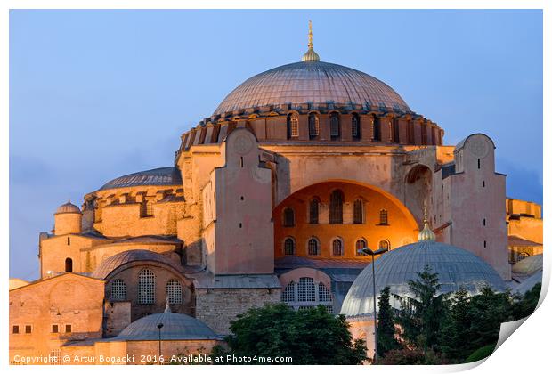 Hagia Sophia at Dusk Print by Artur Bogacki